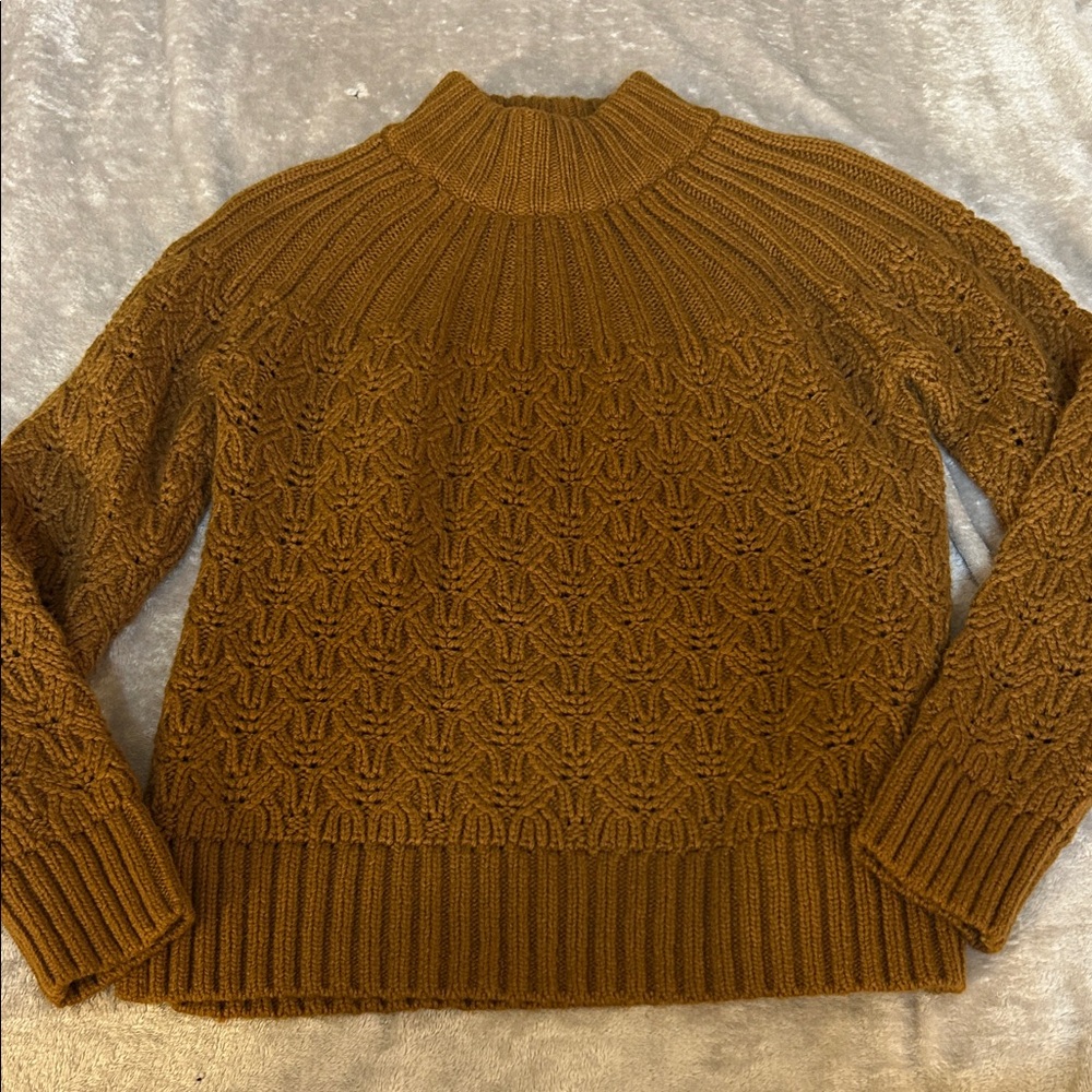 NWT madewell pointelle stitch-mix mockneck sweater in dried cedar